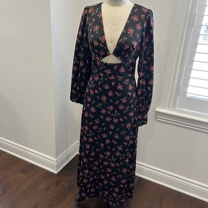AFRM flowered silky cutout maxi dress